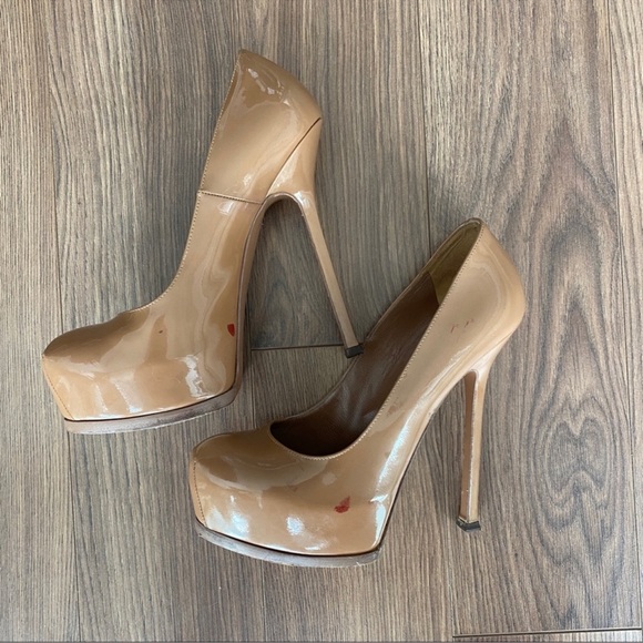 Yves Saint Laurent Tribute Nude Patent Leather Platform Heels – Size 38 - Picture 5 of 8